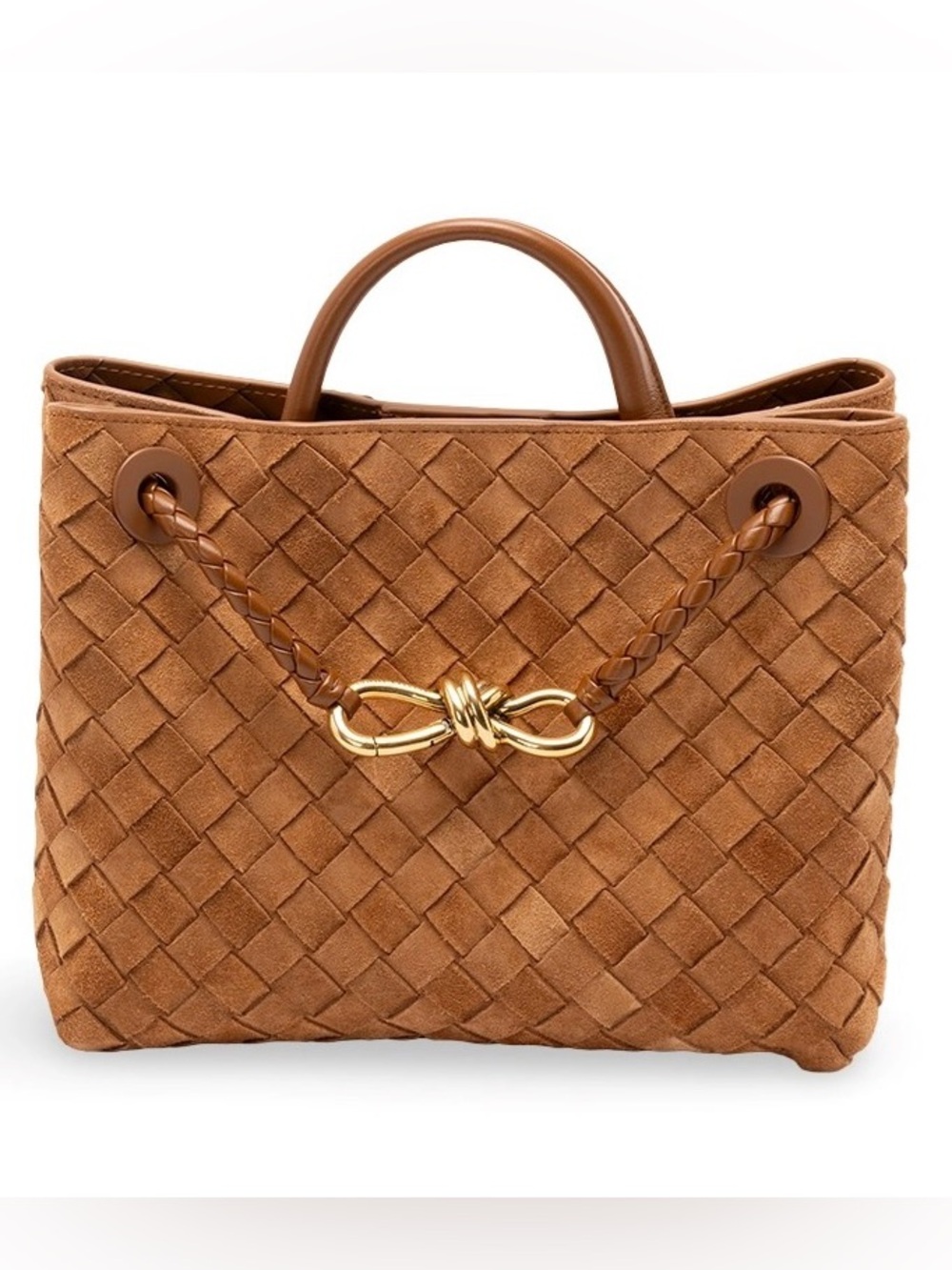 BOTTEGA VENETA Andiamo small Intrecciato suede leather top handle shoulder bag